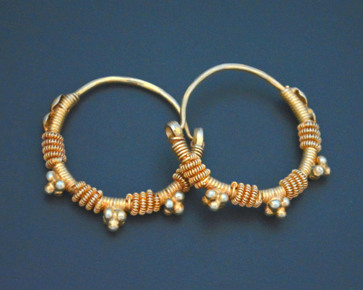 Reserved E. Gujarati Gilded Silver Hoop Earrings Cosmic Norbu