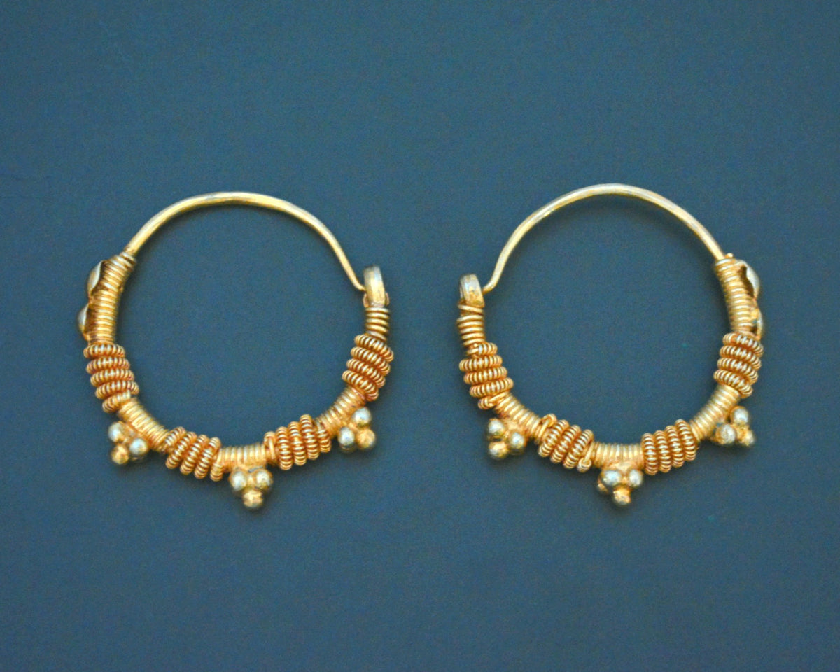 Reserved E. Gujarati Gilded Silver Hoop Earrings Cosmic Norbu