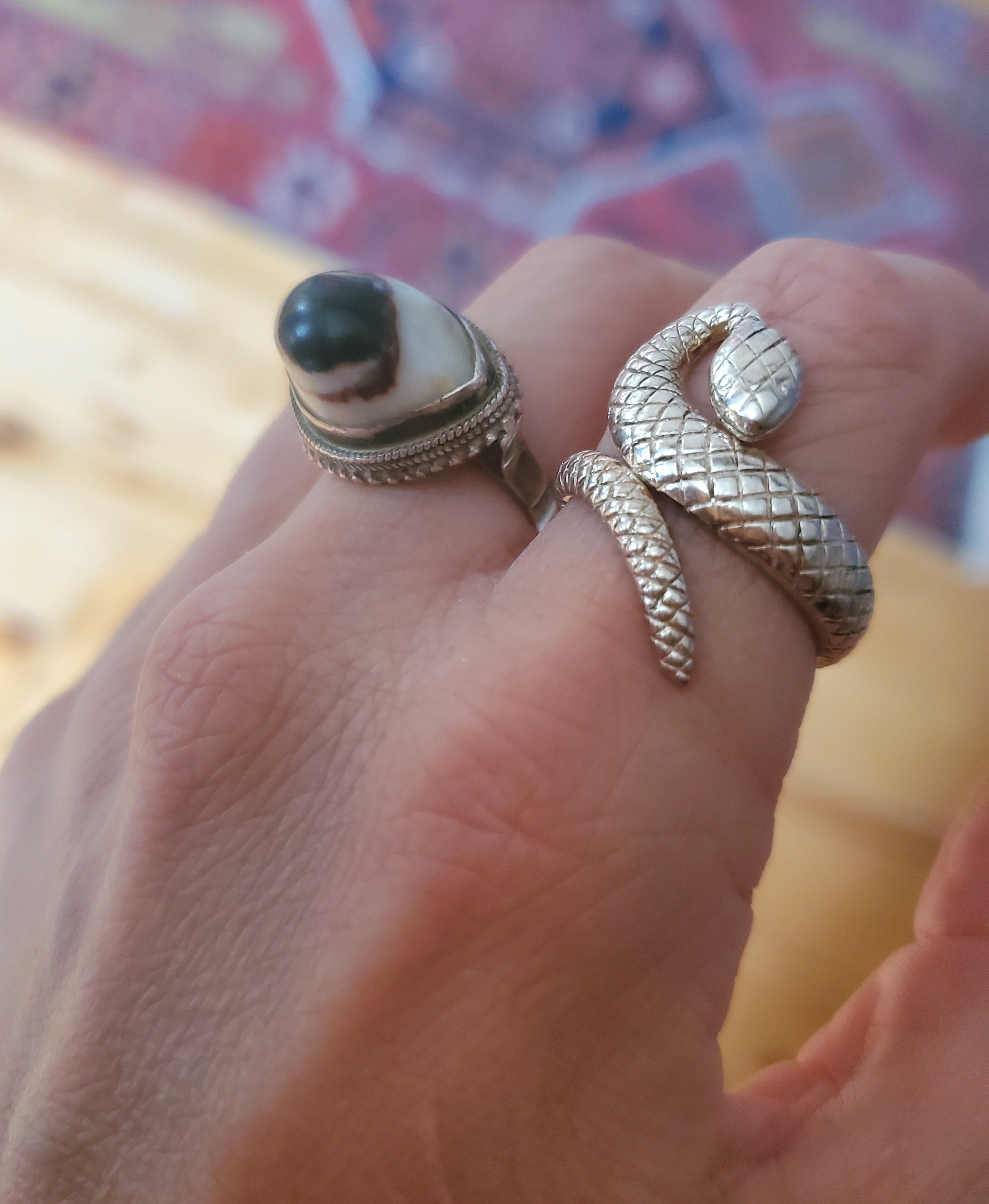 Agate Evil Eye Protection Ring - Size 6
