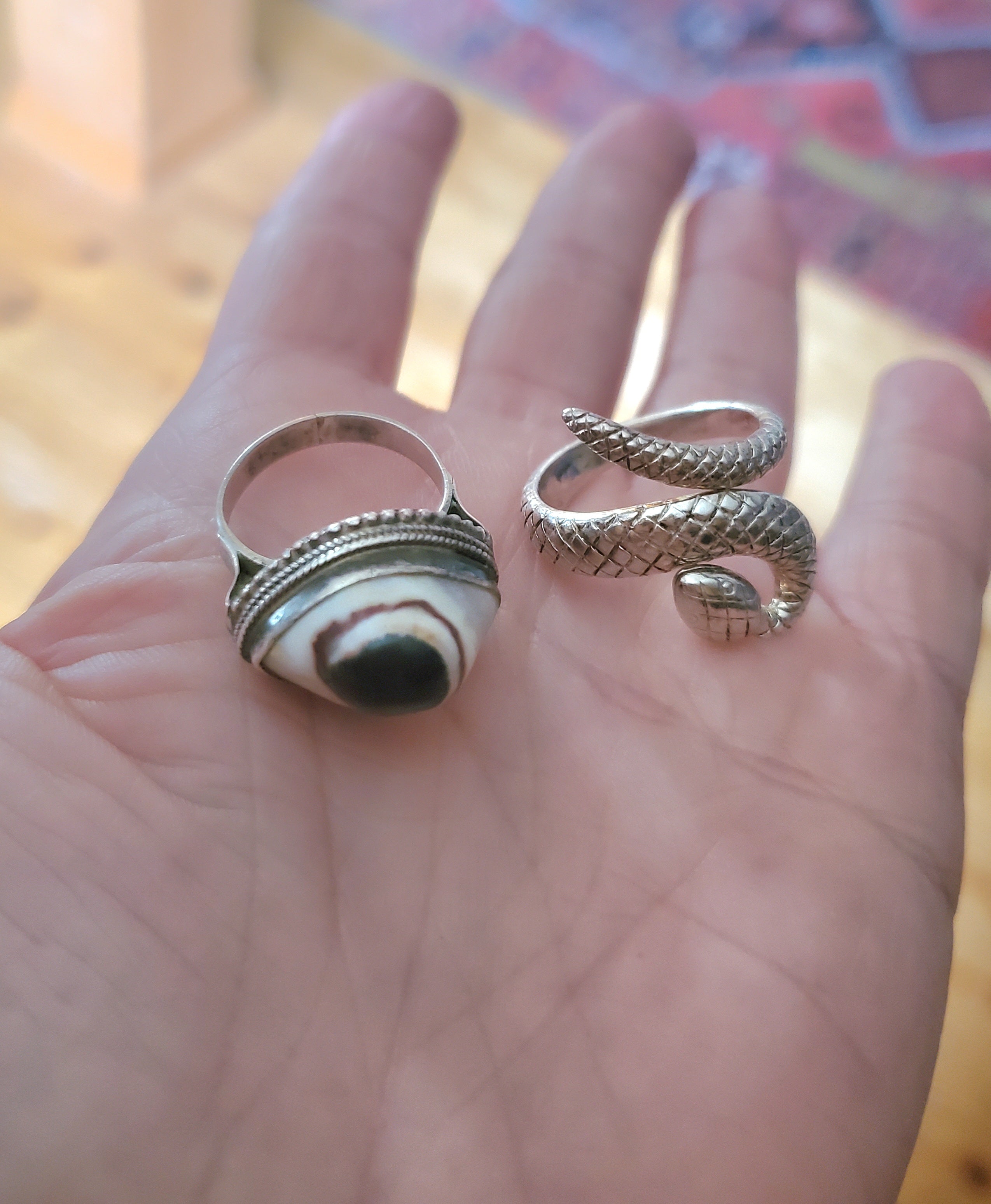 Agate Evil Eye Protection Ring - Size 6