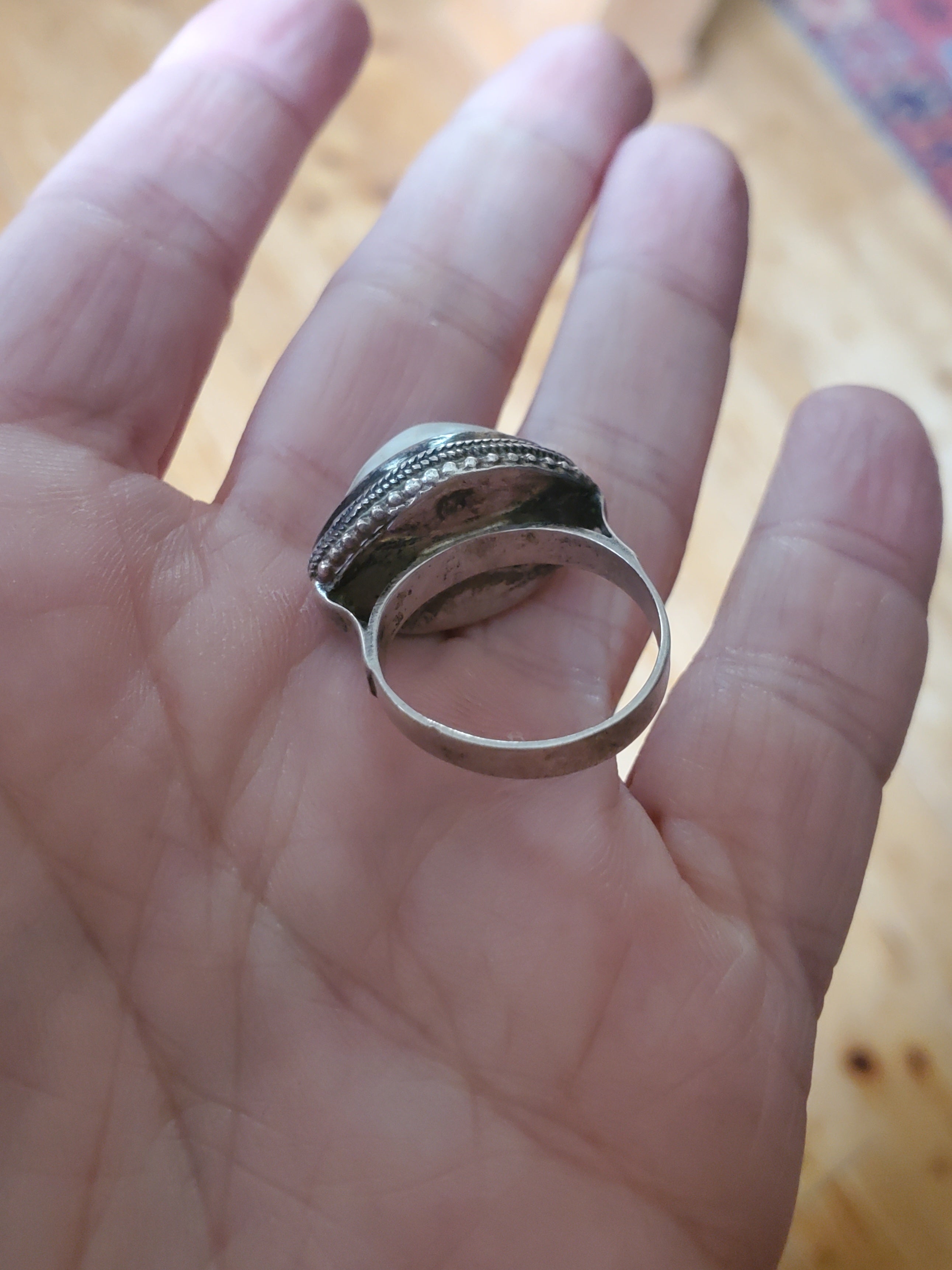 Agate Evil Eye Protection Ring - Size 6