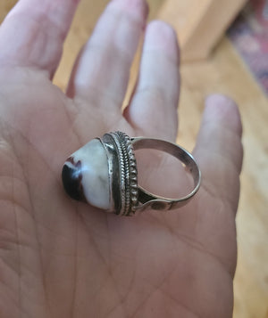 Agate Evil Eye Protection Ring - Size 6
