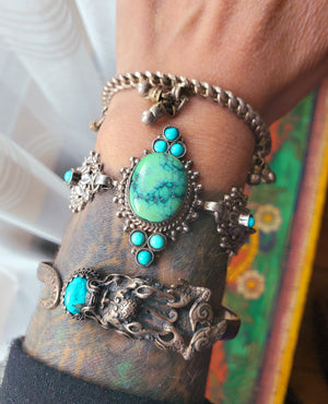 Nepali Turquoise Bracelet with Chains