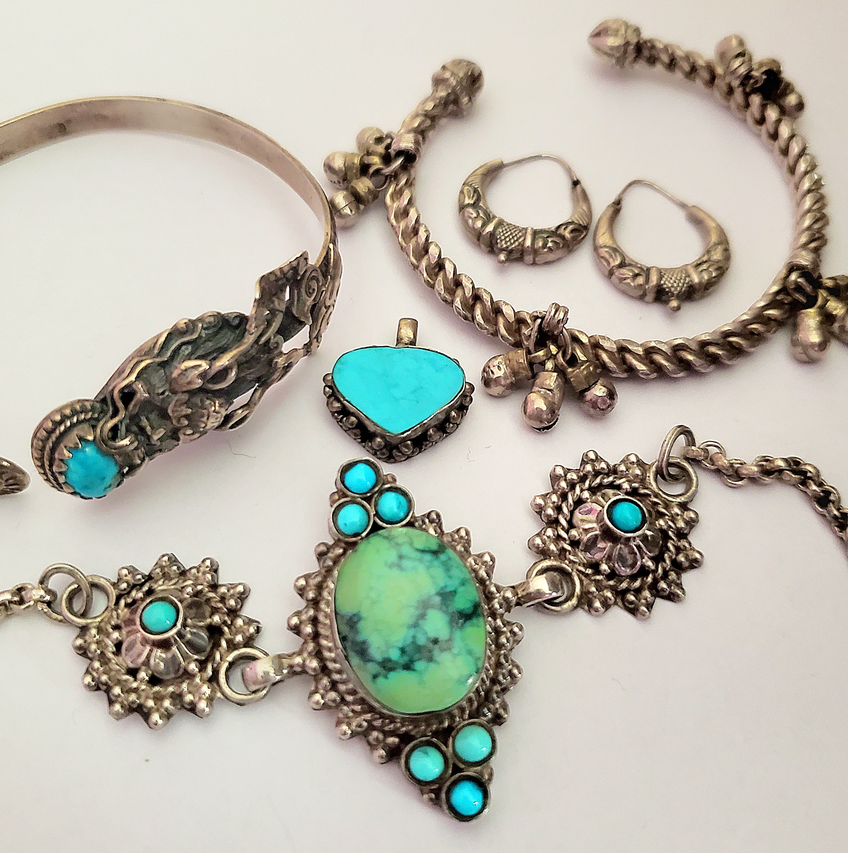 Nepali Turquoise Bracelet with Chains