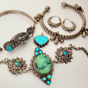 Nepali Turquoise Bracelet with Chains