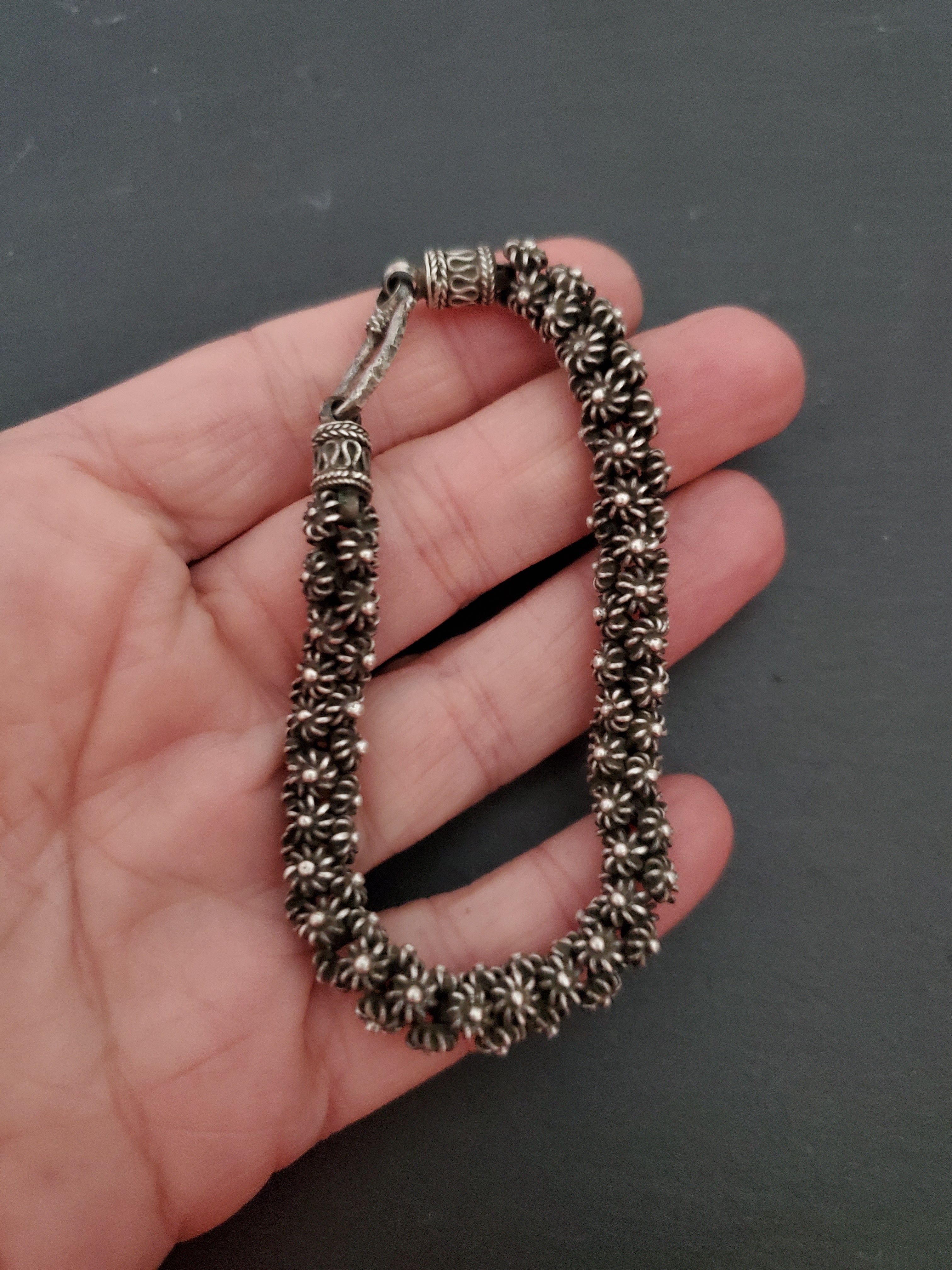 Ethnic Balinese Link Flowery Bracelet