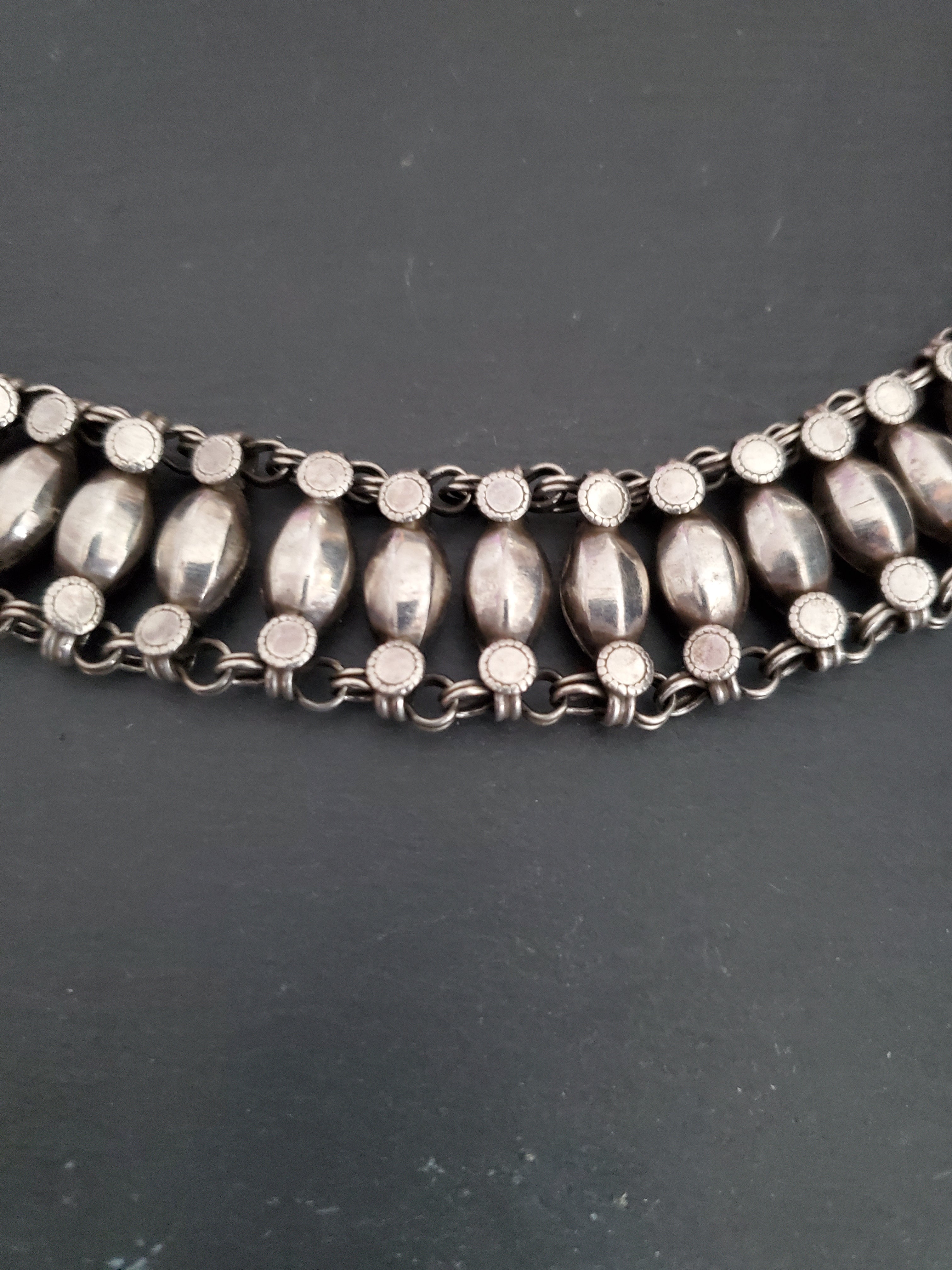 Wide Rajasthani Silver Link Bracelet - SMALL