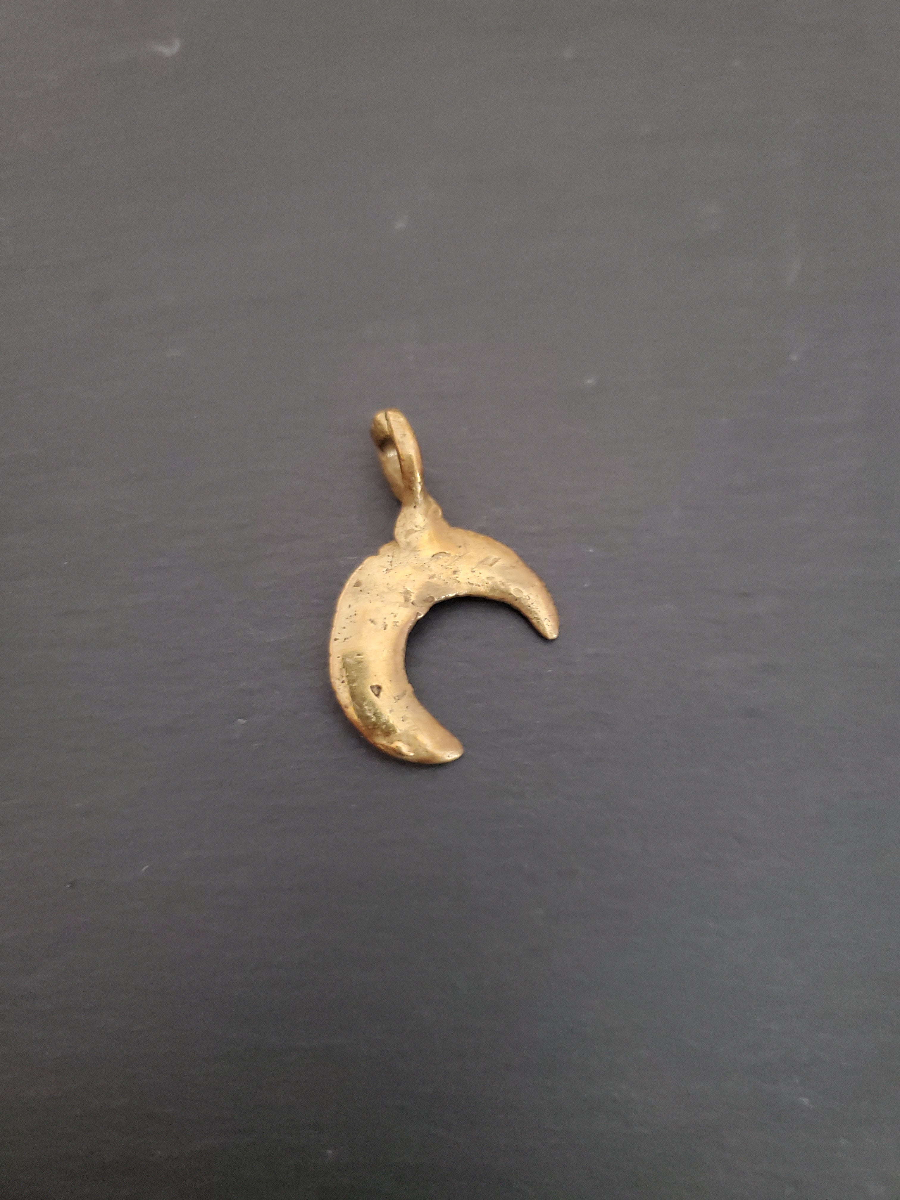 Golden Crescent Moon Pendant - Brass