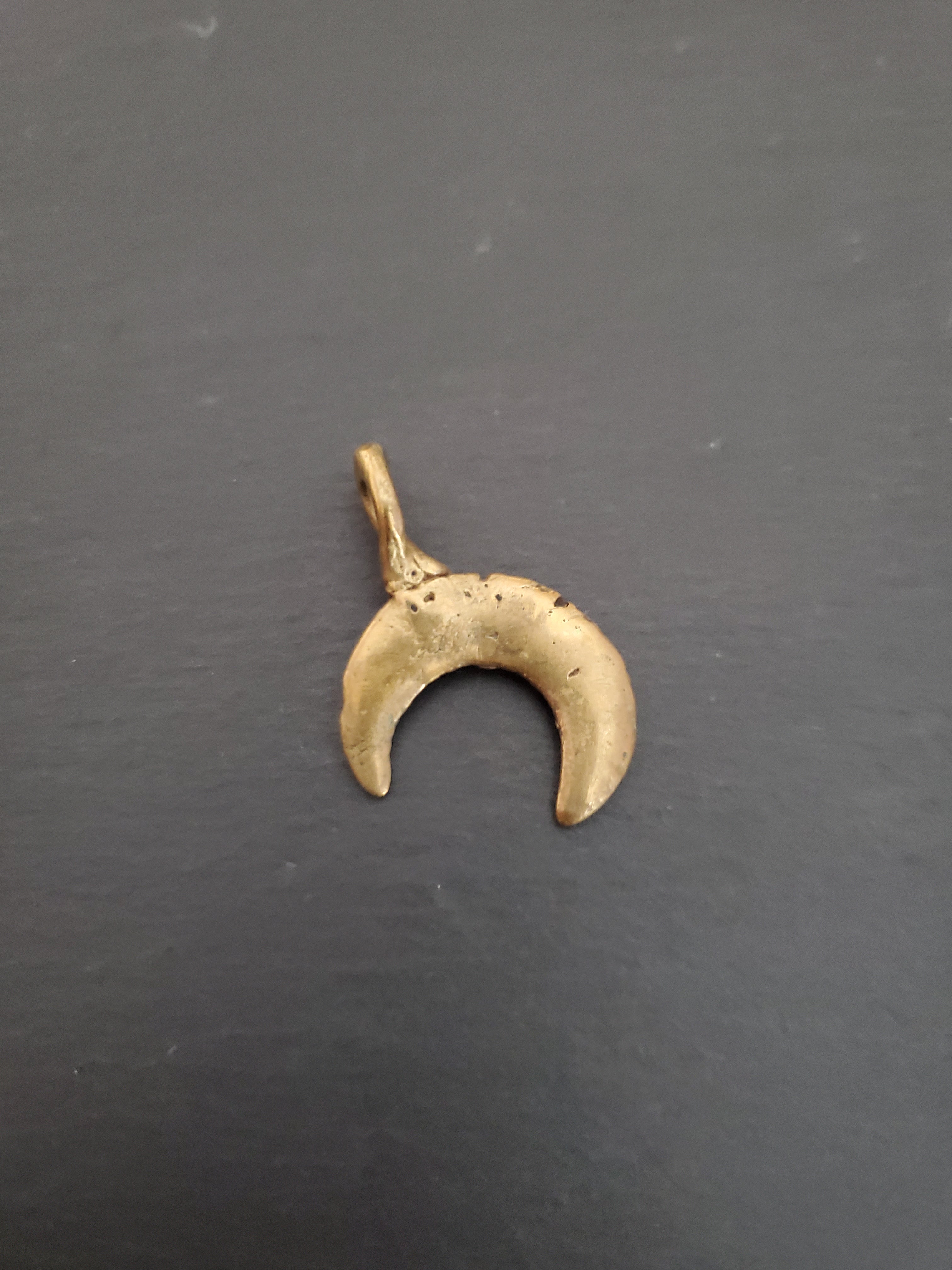 Golden Crescent Moon Pendant - Brass