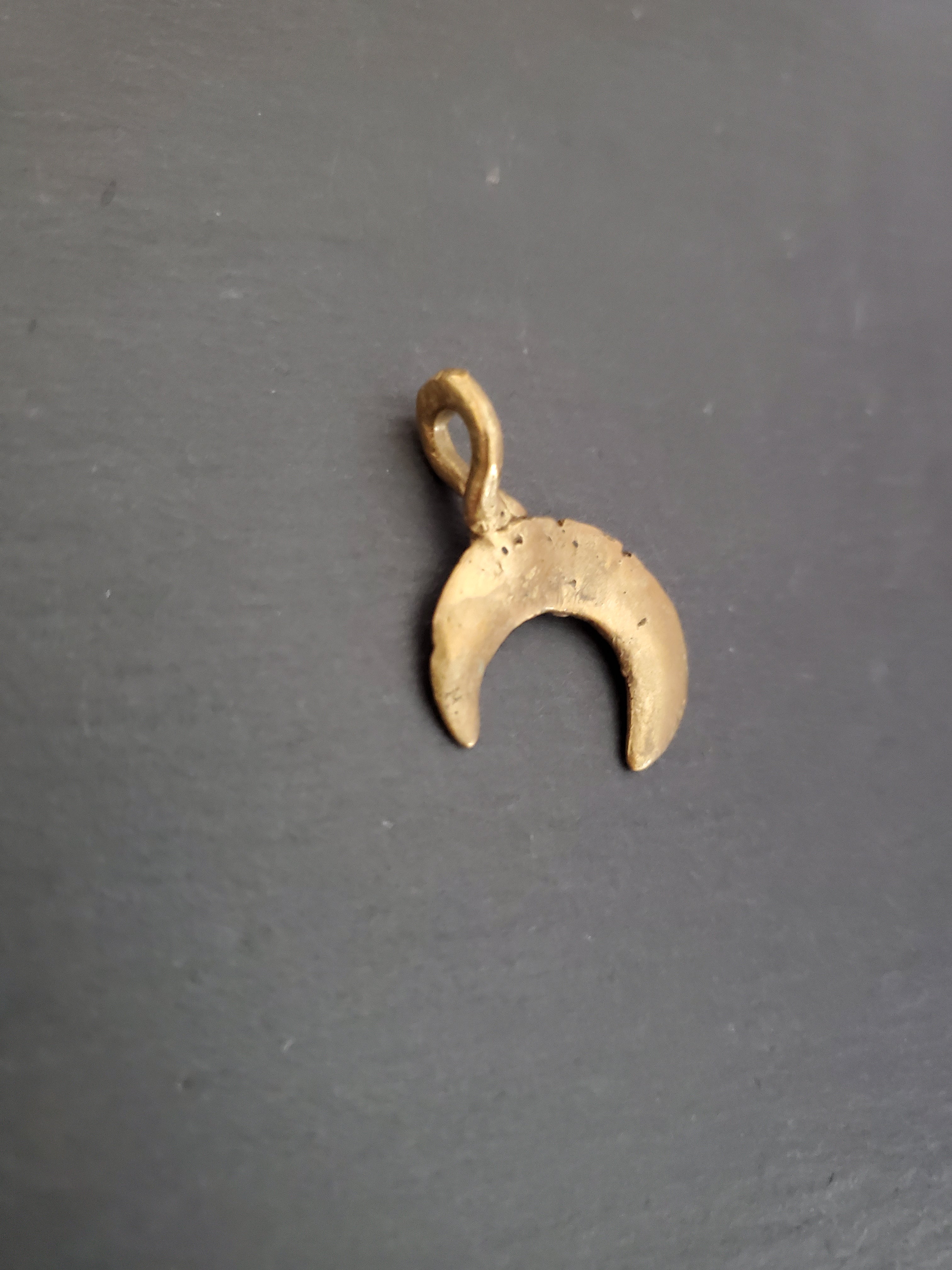 Golden Crescent Moon Pendant - Brass