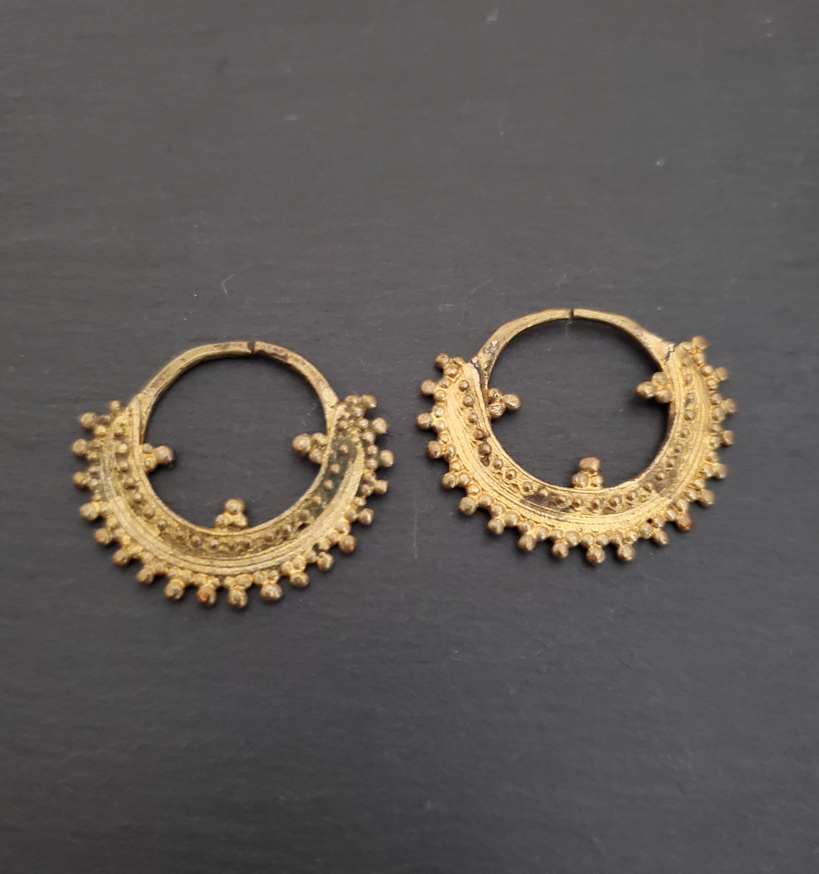 Old Ethiopian Gilded Hoop Earrings - MEDIUM