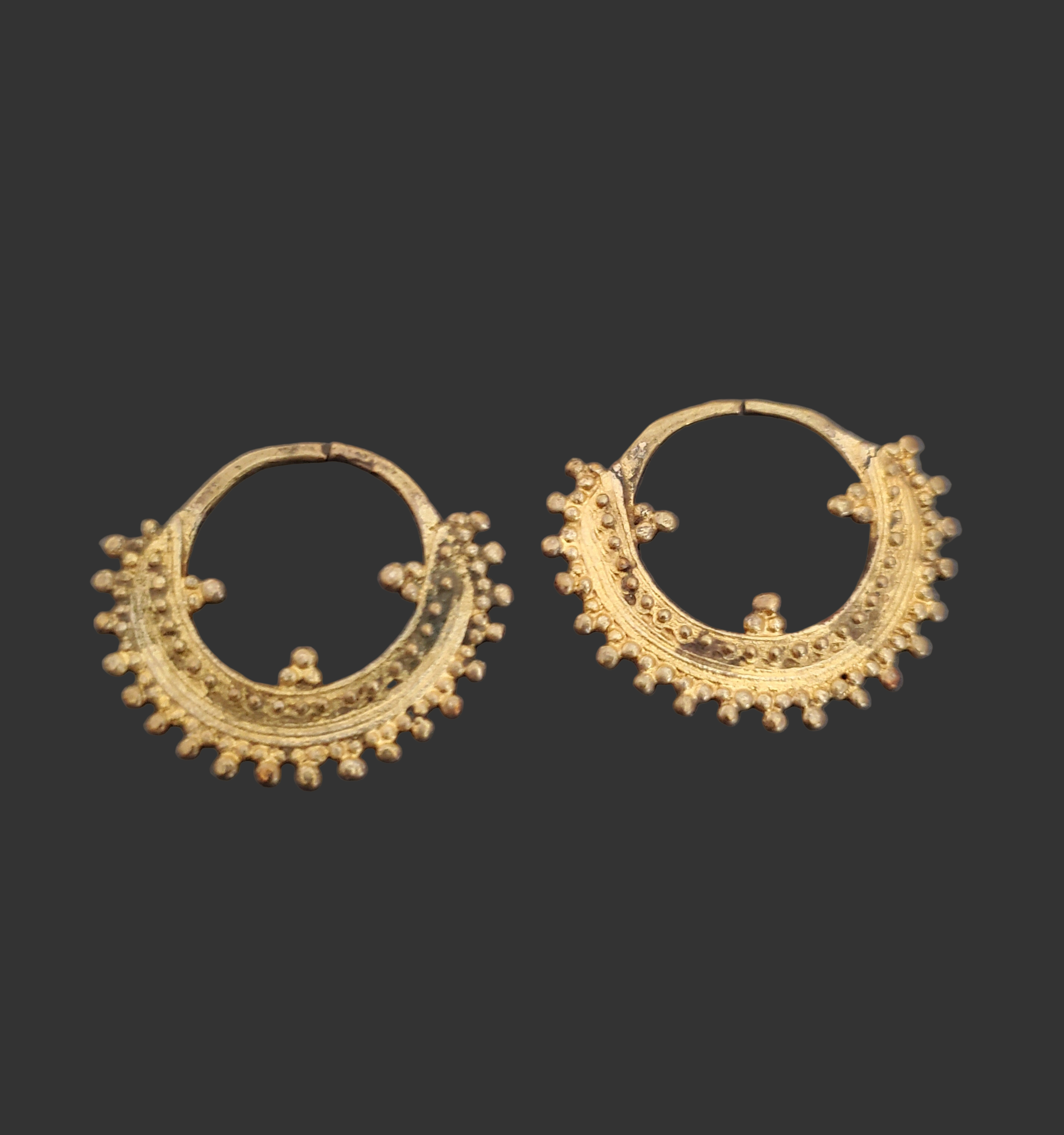 Old Ethiopian Gilded Hoop Earrings - MEDIUM