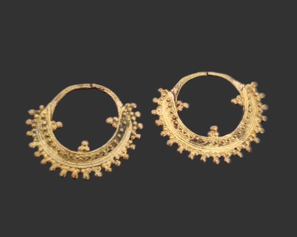 Old Ethiopian Gilded Hoop Earrings - MEDIUM