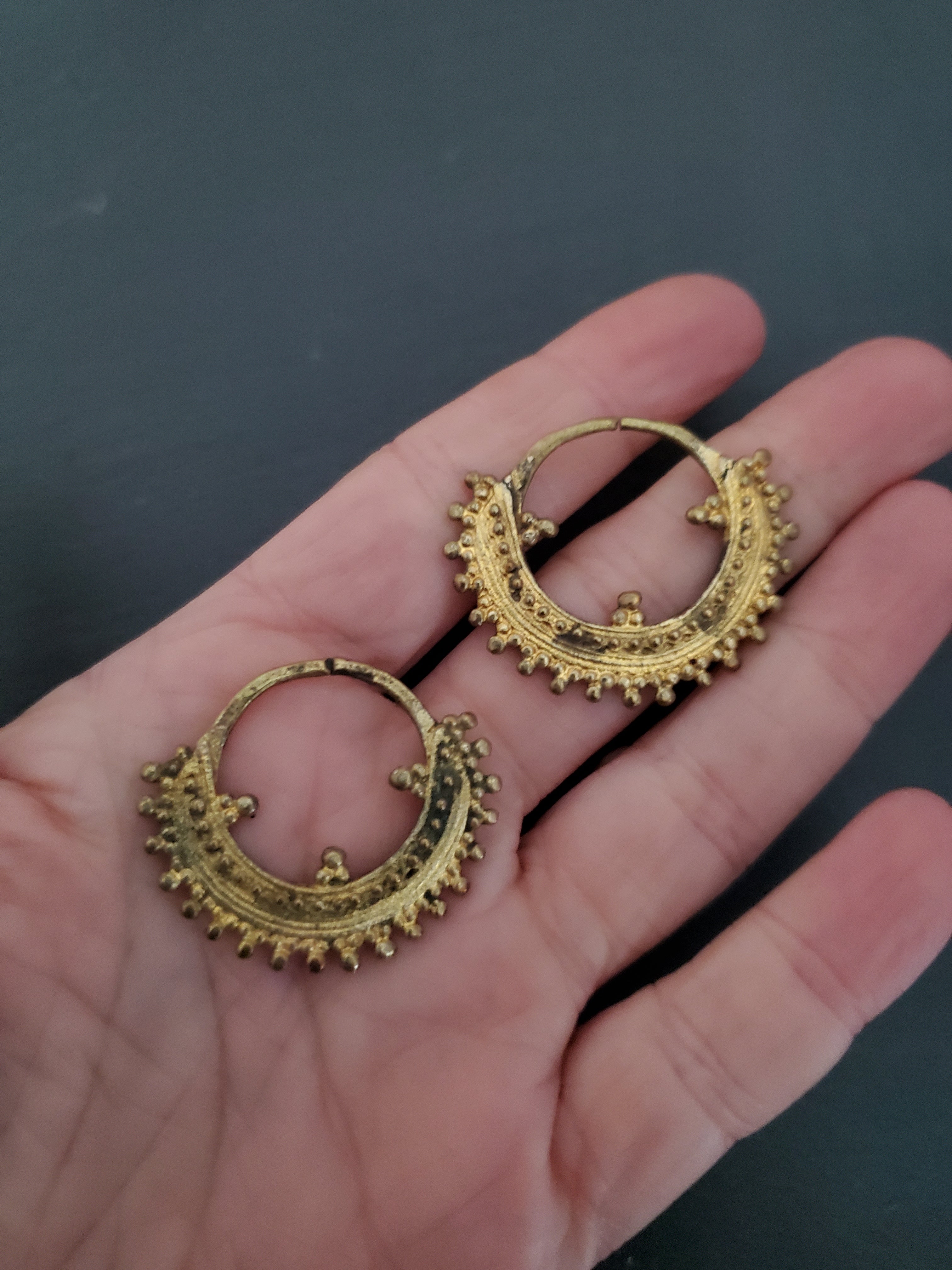 Old Ethiopian Gilded Hoop Earrings - MEDIUM