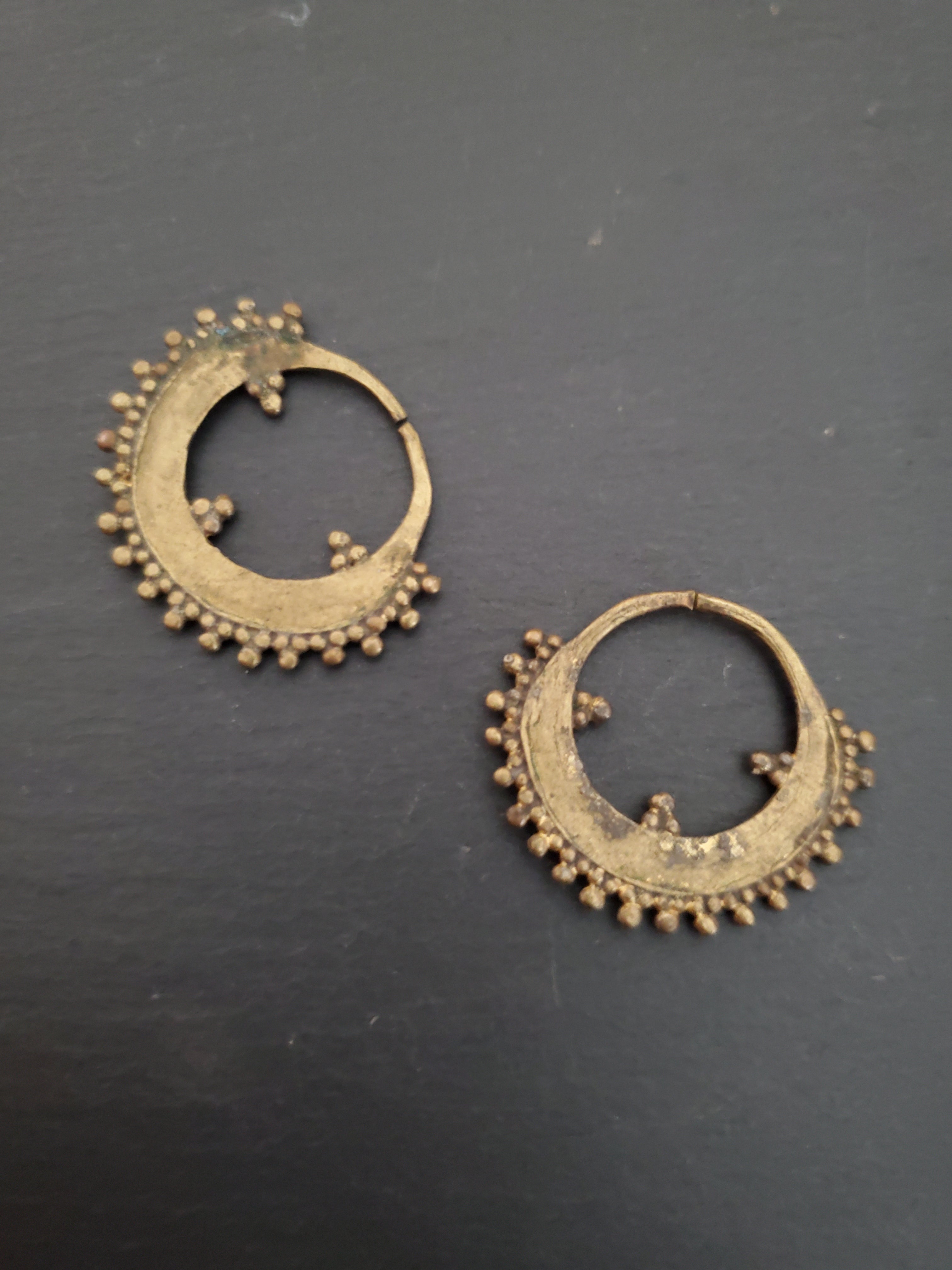 Old Ethiopian Gilded Hoop Earrings - MEDIUM