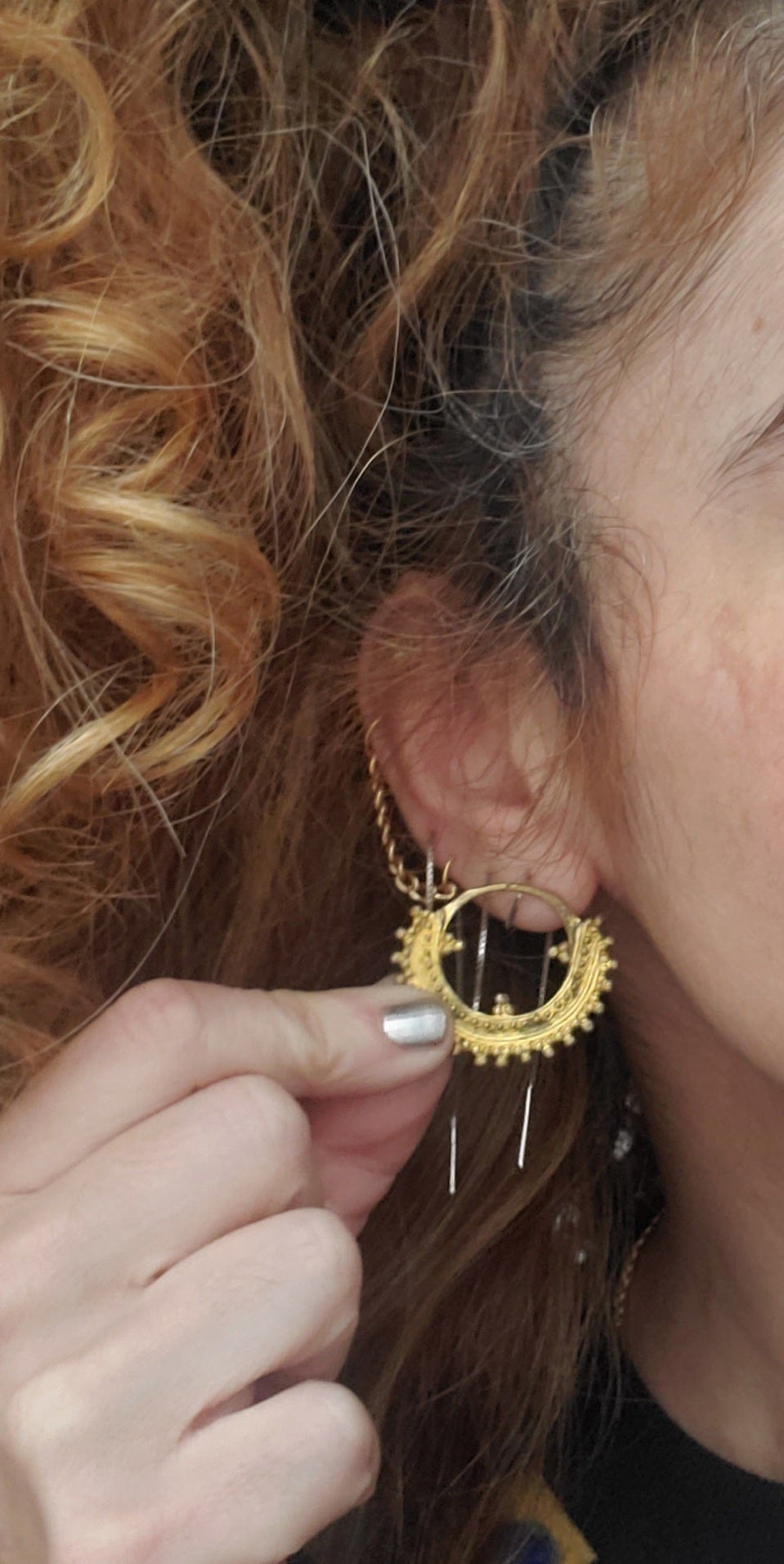 Old Ethiopian Gilded Hoop Earrings - MEDIUM