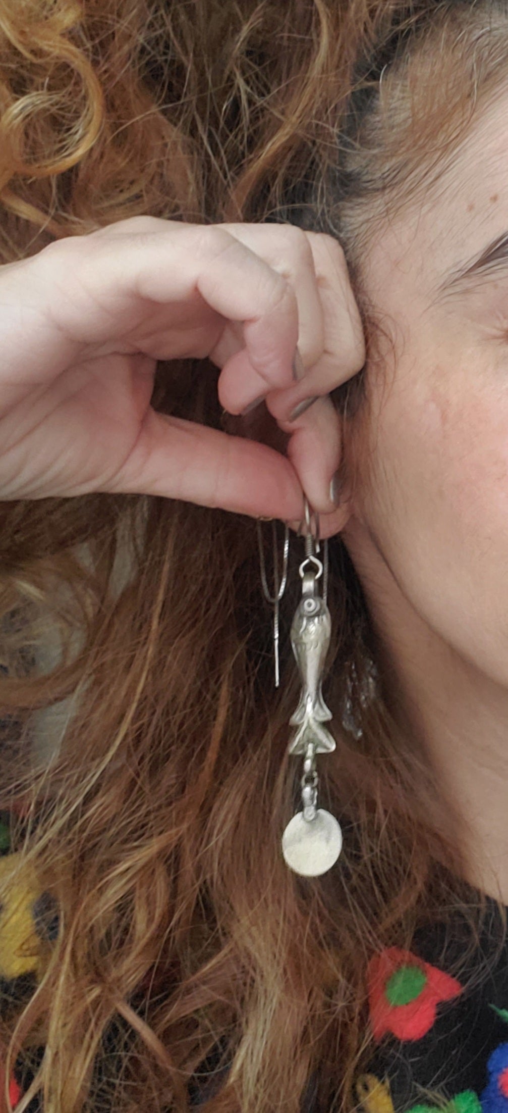 Long Afghani Fish Dangle Earrings