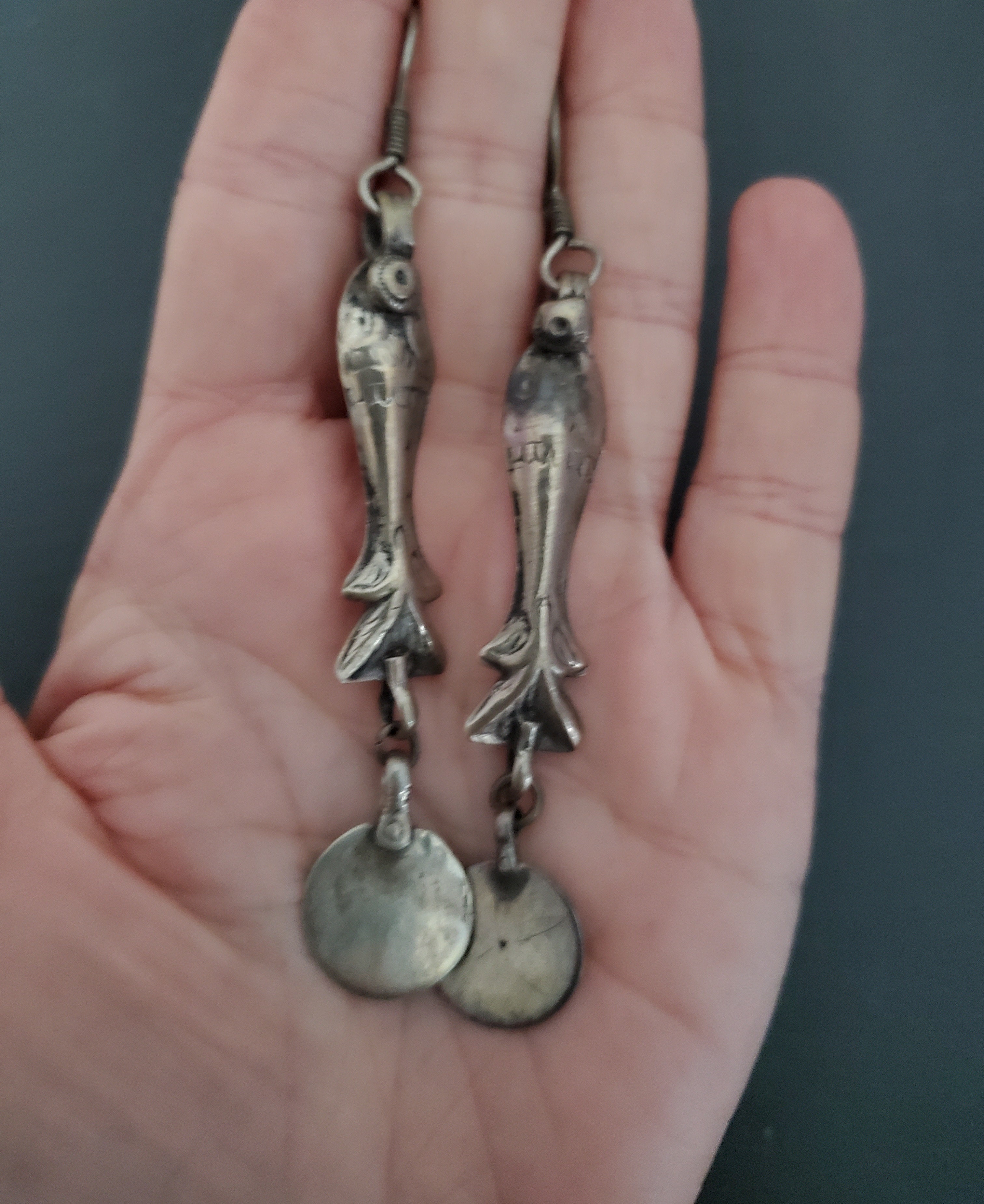 Long Afghani Fish Dangle Earrings
