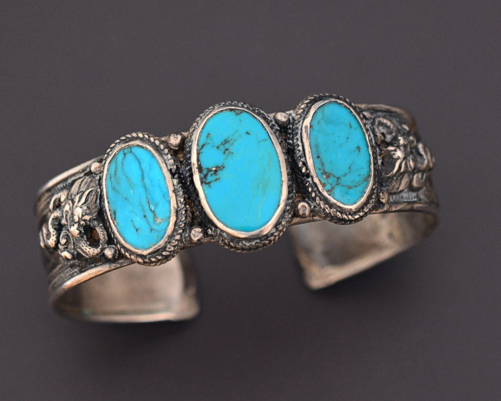 Nepali Turquoise Dragon Cuff Bracelet