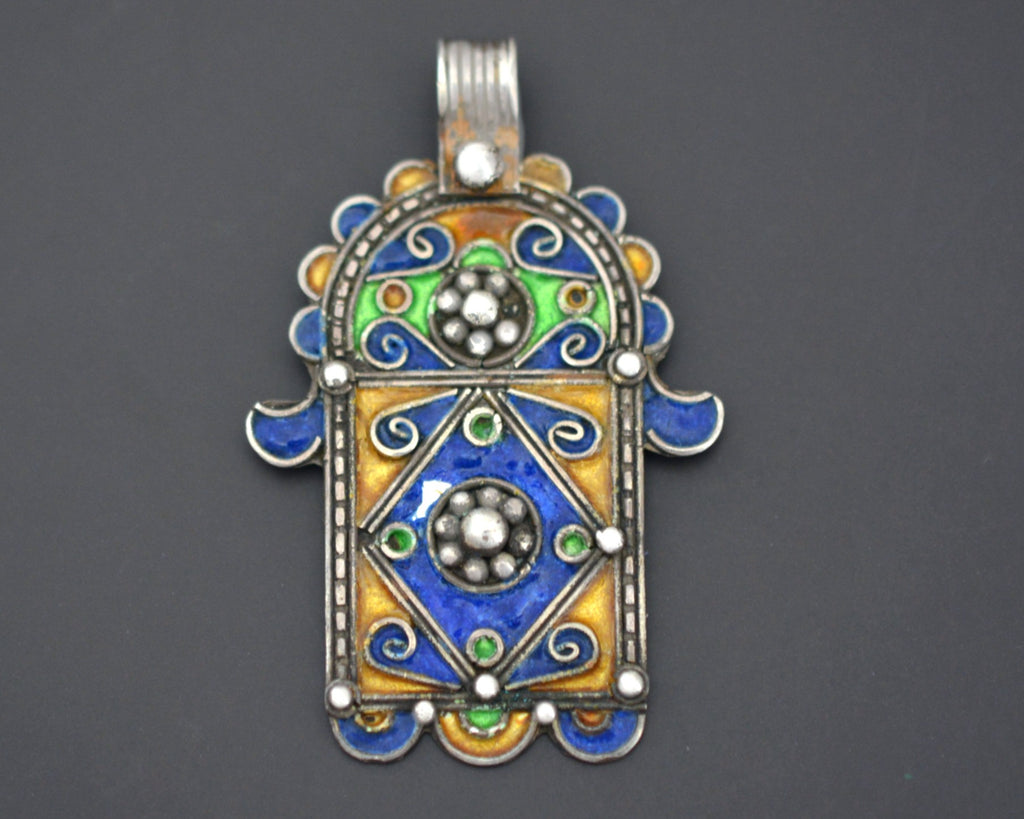 Berber Enamel Hamsa Pendant