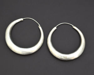 Large Flatened Ethnic Hoop Earrings - LARGE