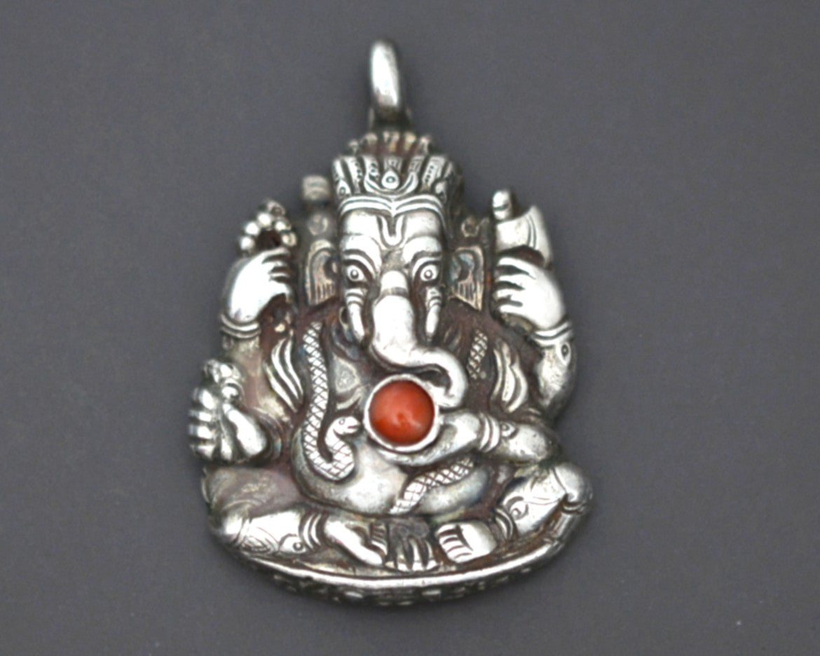 Ganesha Coral Pendant from India