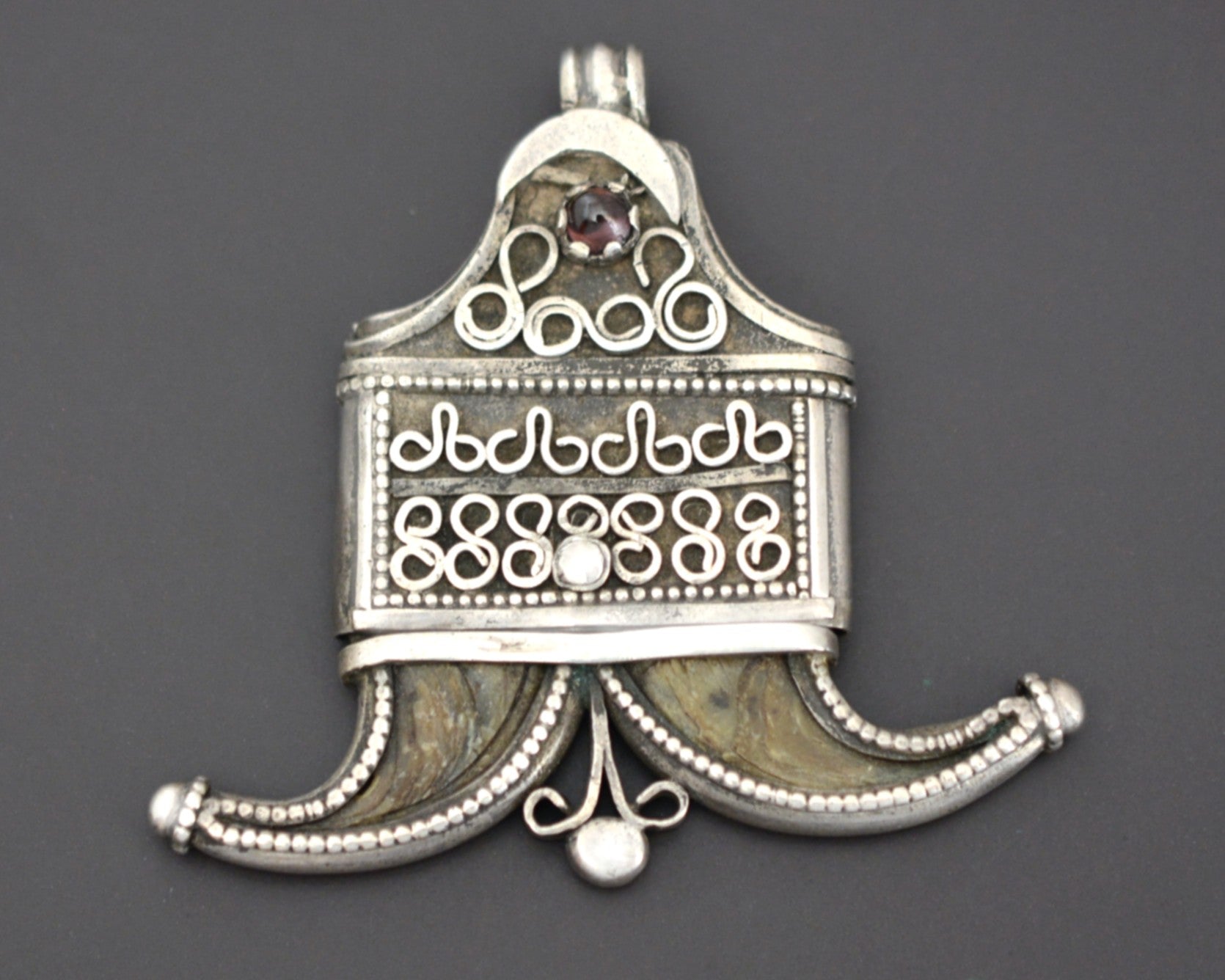 Antique Double Claw Silver Pendant from Sri Lanka