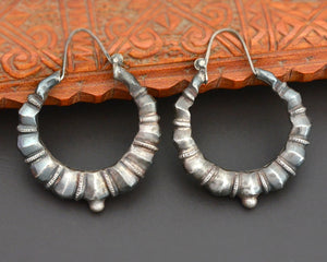 Nepali Silver Hoop Earrings - Medium Large