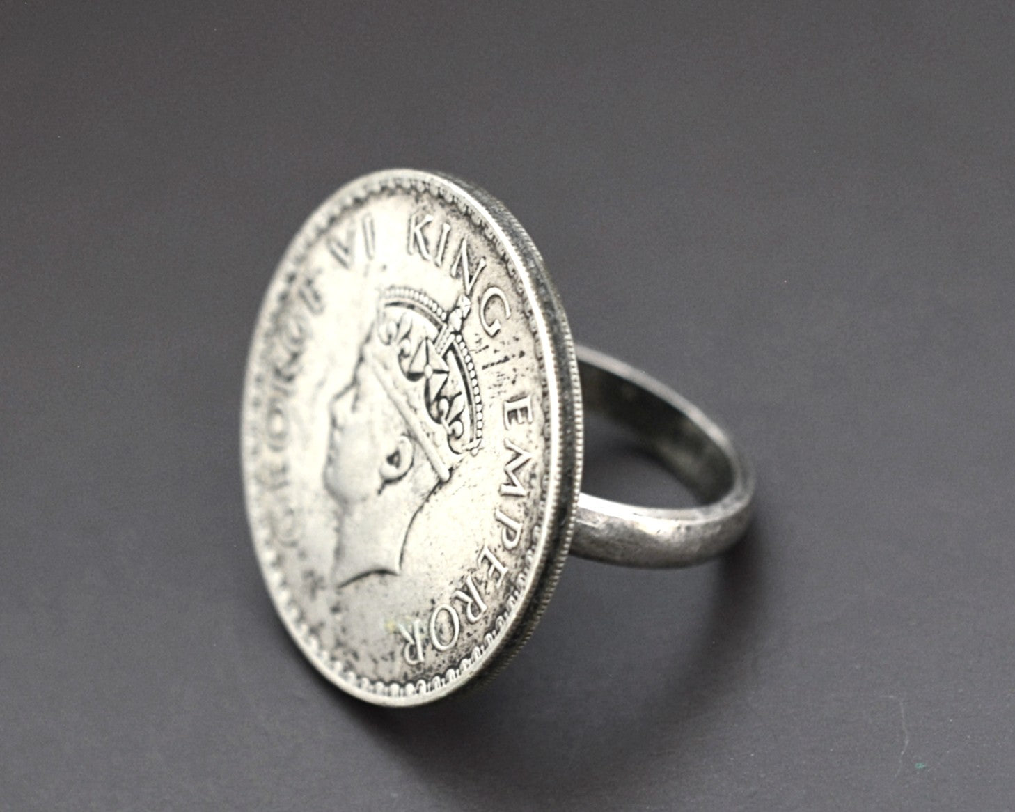 Large Indian Coin Ring - Size 9