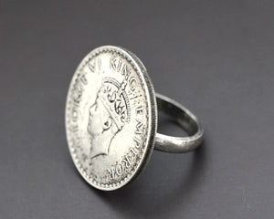 Large Indian Coin Ring - Size 9