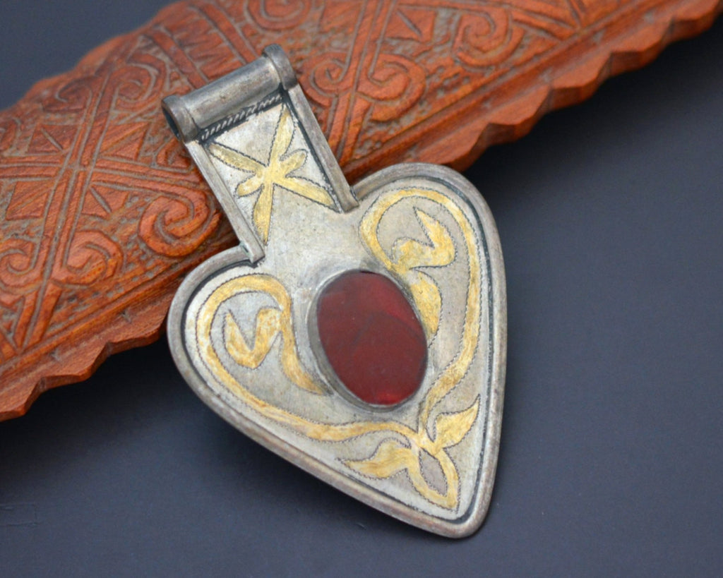 Turkmen Gilded Asyk Pendant with Carnelian