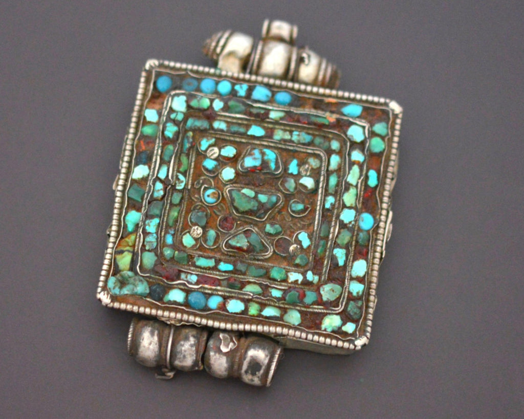 Old Tibetan Gau Box with Turquoise