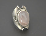 Ethnic Rose Quartz Saddle Ring - Size 6.5