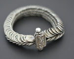 XSmall Ethnic Tribal Indian Silver Bracelet - Hinged - XS