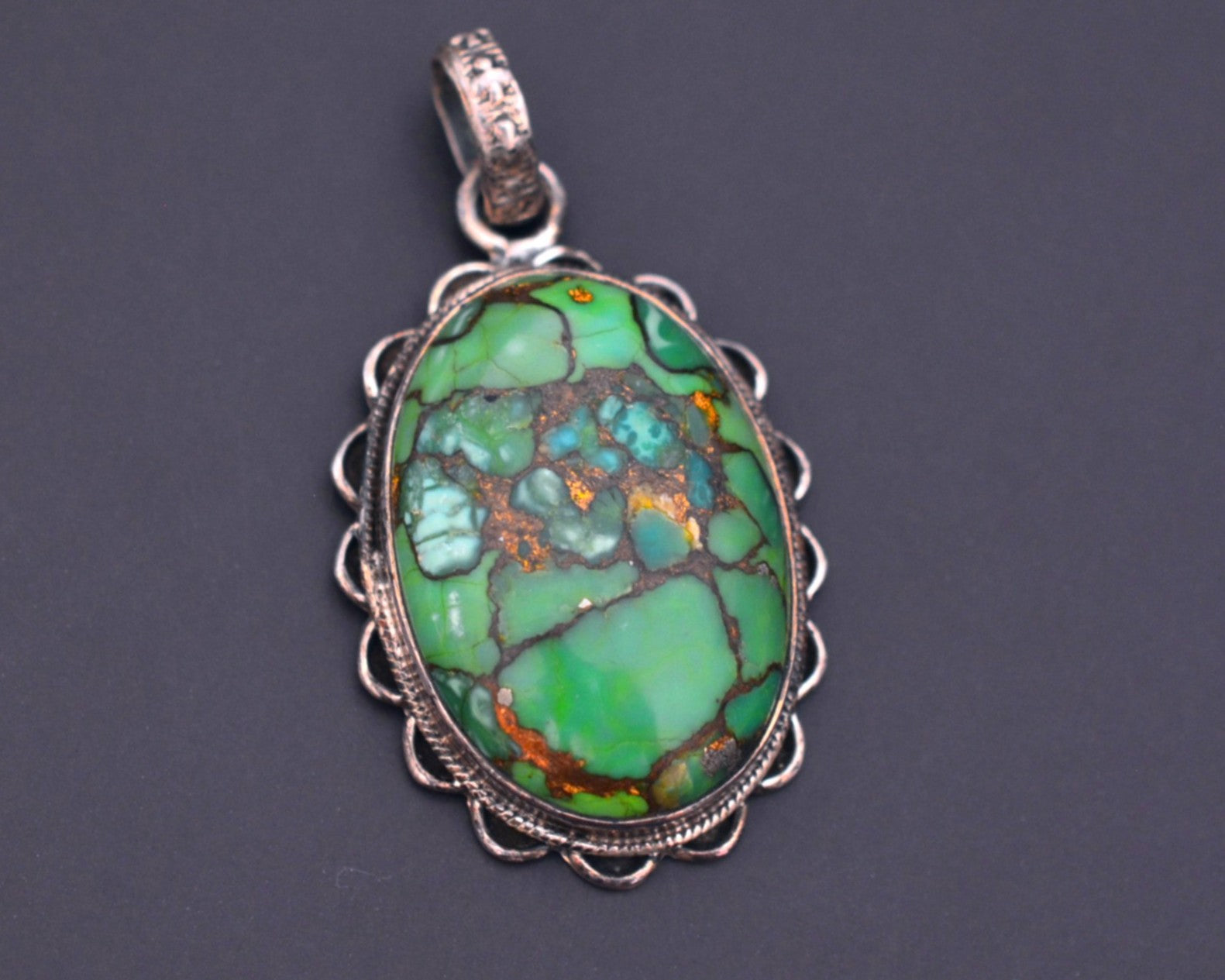 Green Turquoise Pendant from India