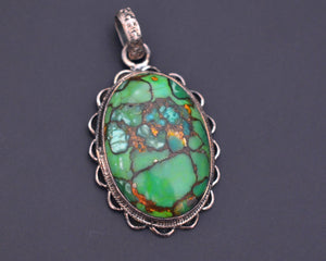 Green Turquoise Pendant from India