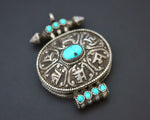 Tibetan or Nepali Gau Box Pendant with Turquoises