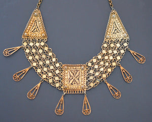 Yemeni Gilded Silver Filigree Necklace with Dangles - Made in Israel