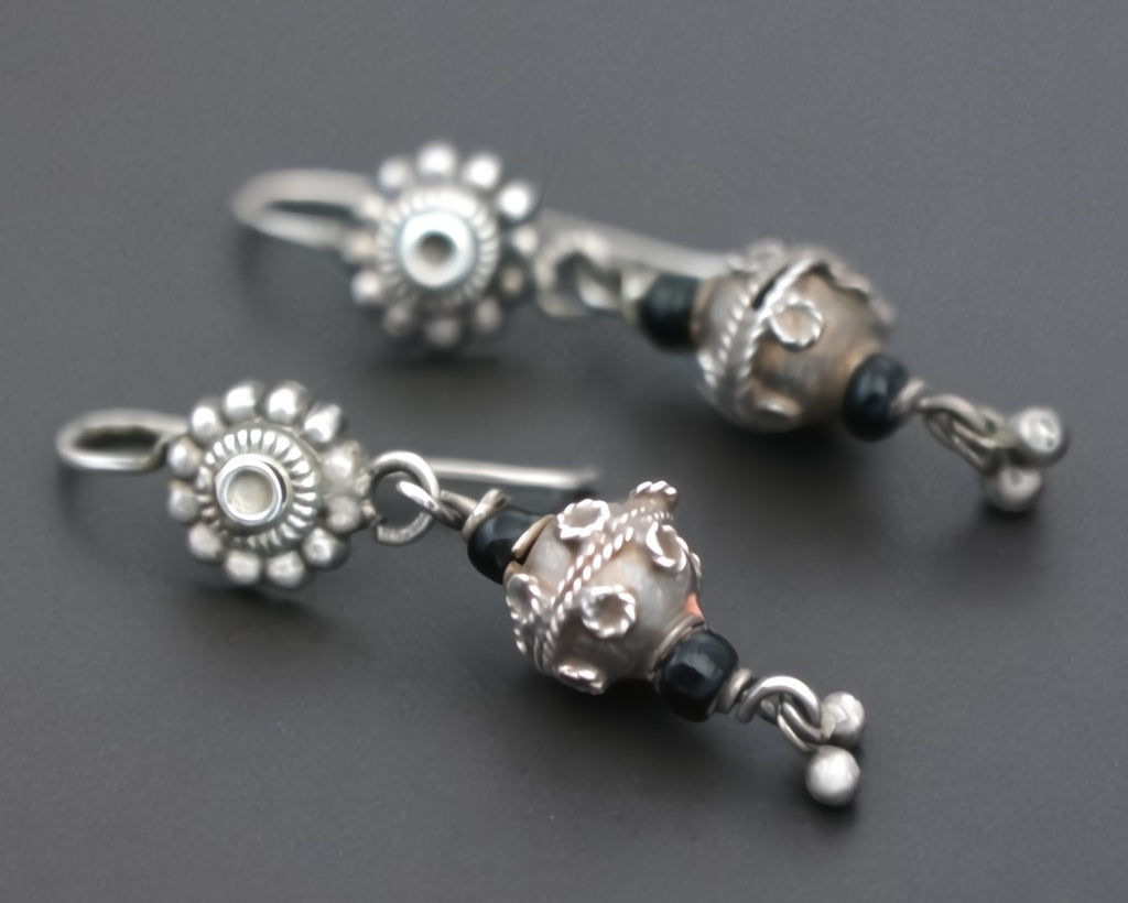 Rajasthani Silver Bead Earrings - SMALL