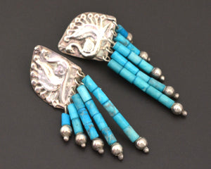 Ethnic Peacock Earrings with Turquoise Dangles