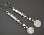 Long Afghani Fish Coin Dangle Earrings