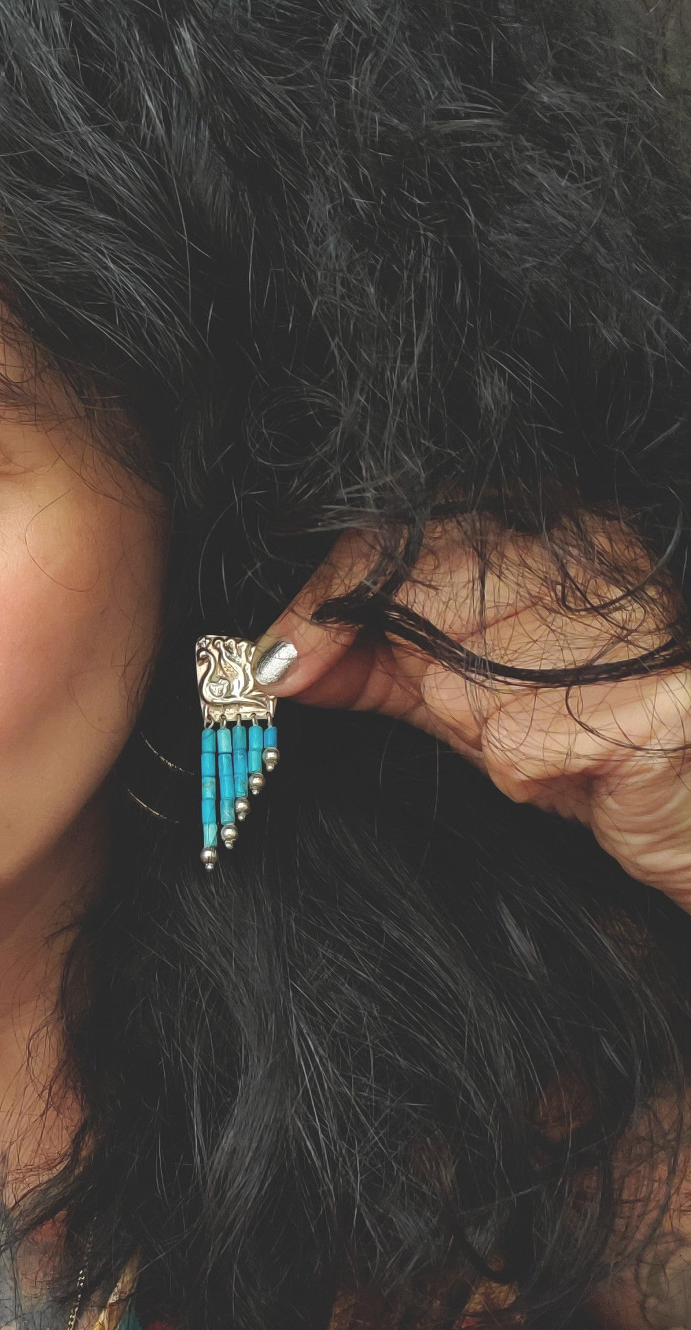 Ethnic Peacock Earrings with Turquoise Dangles