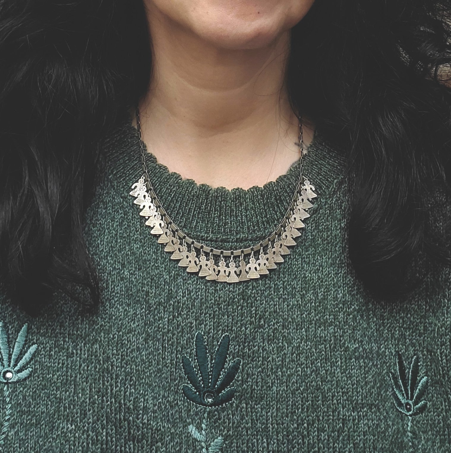 Mapuche Silver Figurine Necklace