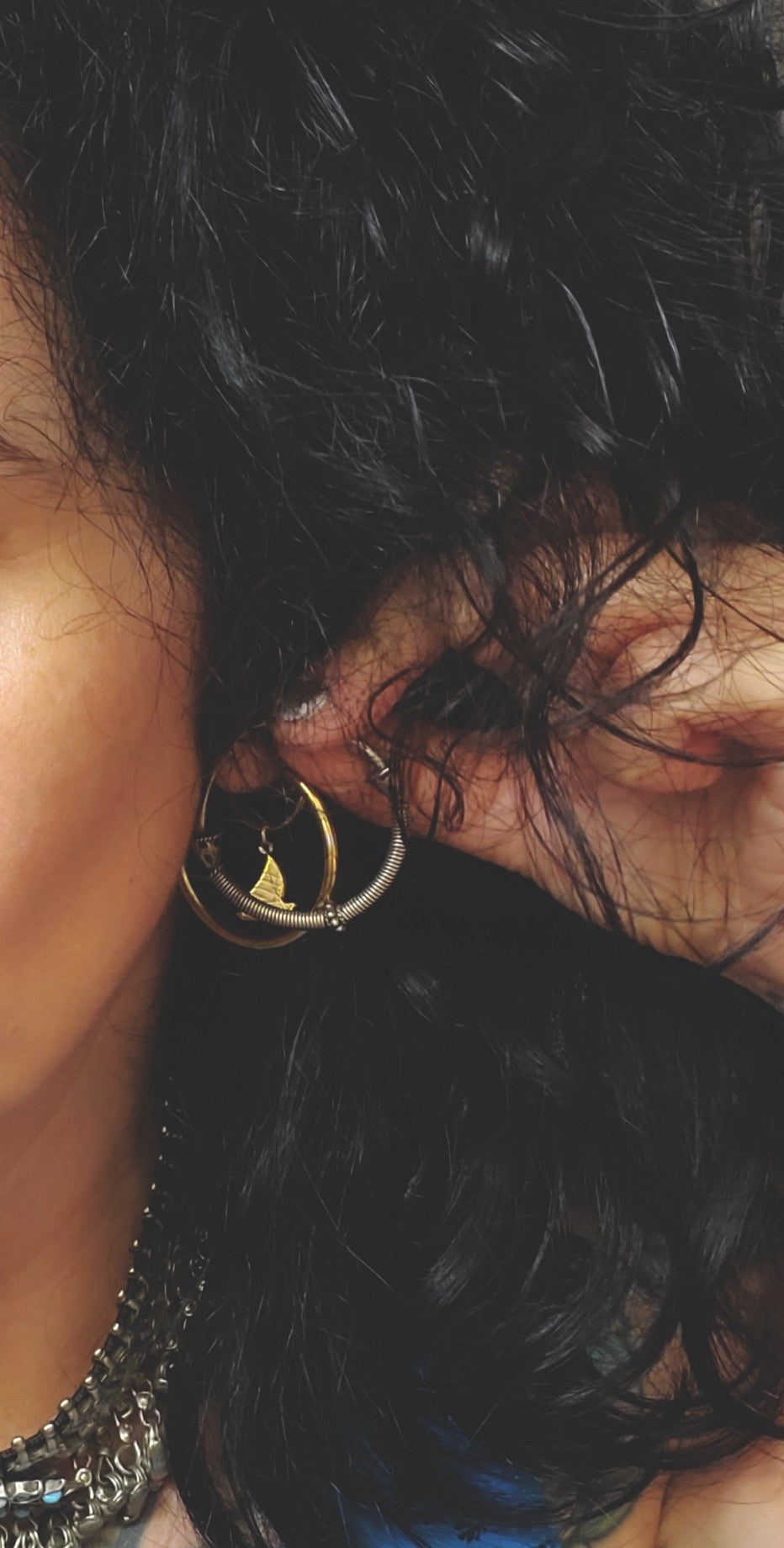Ethnic Bali Hoop Earrings with Wire Work - Medium/Large