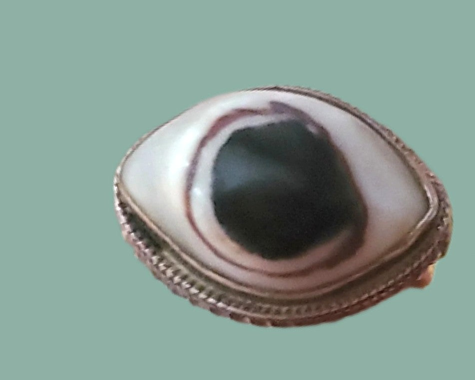 Agate Evil Eye Protection Ring - Size 6