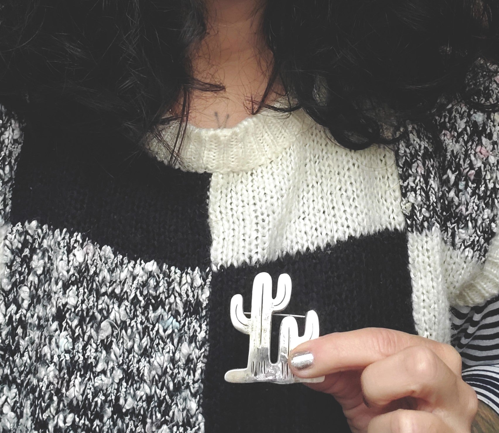 Large Native American Cactus Brooch