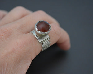 Tuareg Red Glass Ring - Size 8