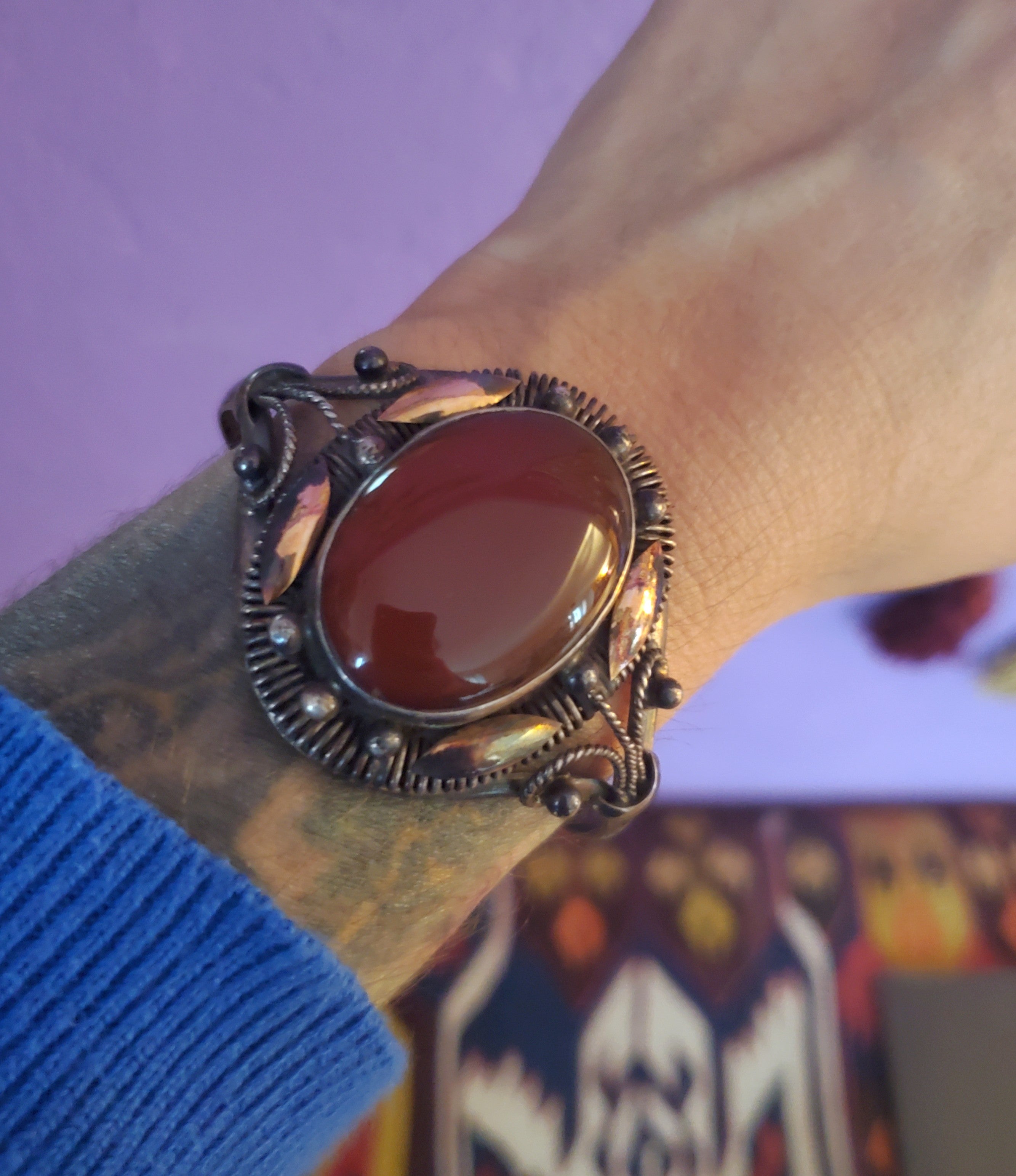 Ethnic Carnelian Cuff Bracelet