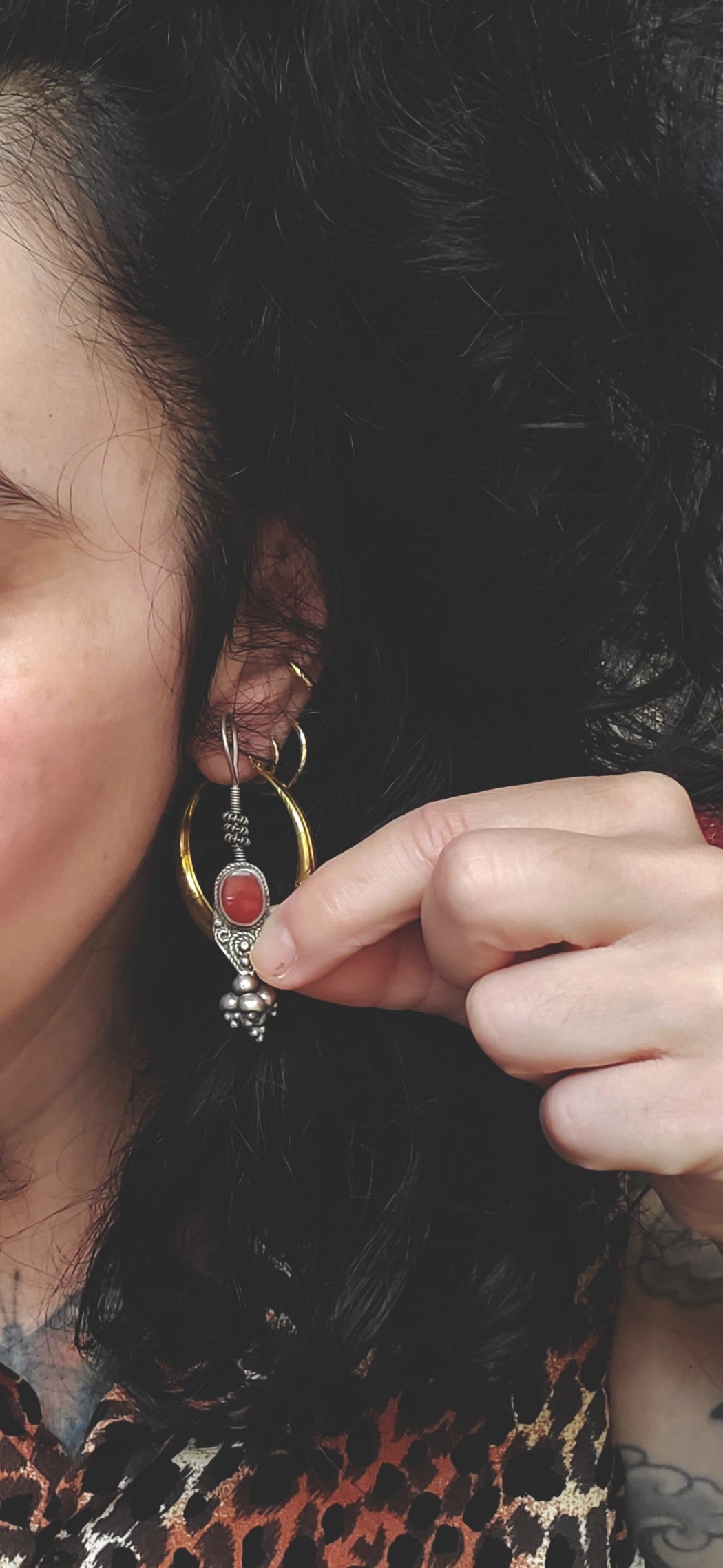 Afghani Carnelian Silver Earrings