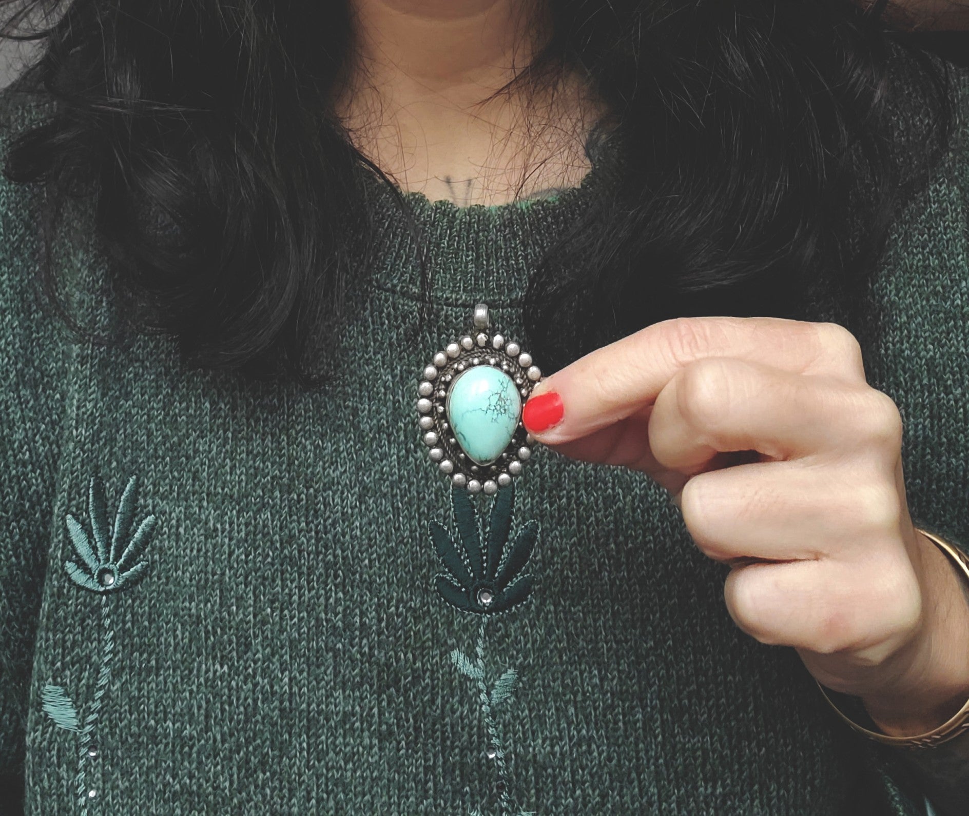 Bold Turquoise Pendant from India